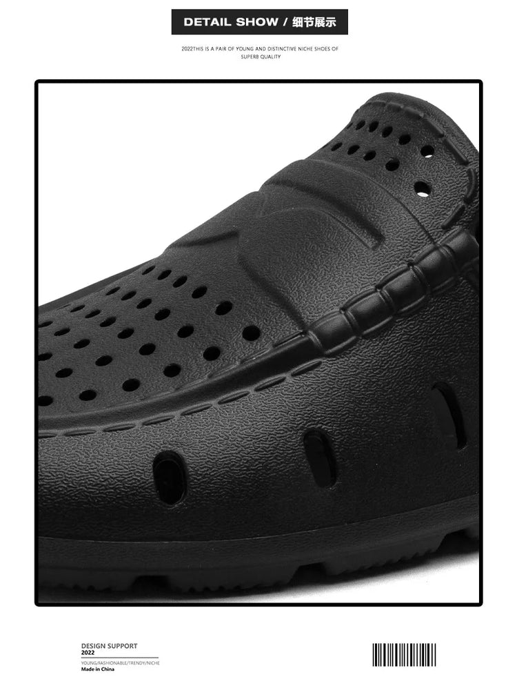 Mocassini Comodi da Uomo in Pelle, Scarpe Antiscivolo da Guida, Sandali Estivi, Zoccoli Casual con Punta Tonda, Scarpe da Lavoro Slip-on