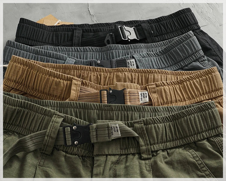 Men's corset casual pants loose 3D vertical cut retro military style outdoor scratch resistant multi-pocket cargo pants