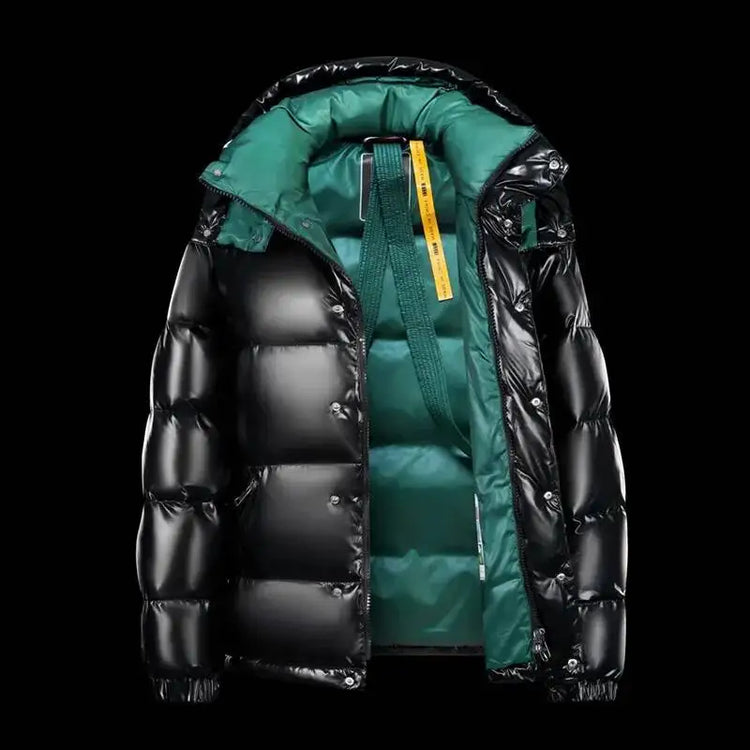 New Winter Shiny Jackets, Men's Short Trendy Brand Hooded Thickened And Warm Outerwear 90% White Duck Down