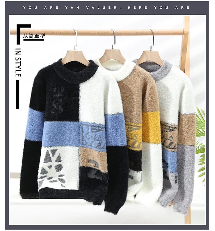 2024 winter new style men's sweater knitted long sleeve Warm Men Fashion Sweaters Thicken Warm wool pullovers Sweater male