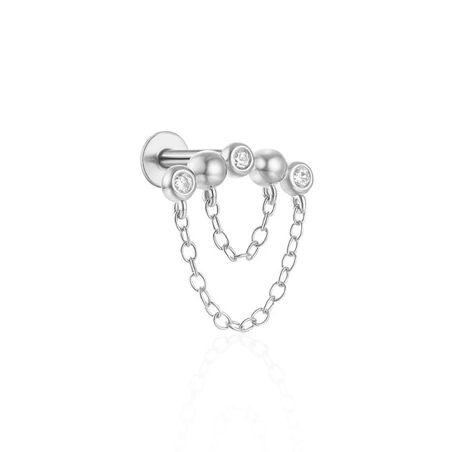 Orecchini con polsini piatti filettati con nappa tempestata di diamanti di nuovo stile, accessori per orecchie in stile europeo e americano. platinumshop