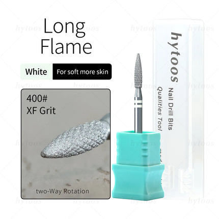 HYTOOS Diamond Cut Pro Nail Drill Bits Chrome Flame Russian Cuticle Bit for Electric Nail Drill Dead Skin Cleaner Nail Prep Tool