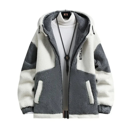 Men's Outdoor Casual Hooded Jacket Men's Autumn and Winter Fashionable Warm and Cold Resistant Full Zipper Loose Jacket Jacket