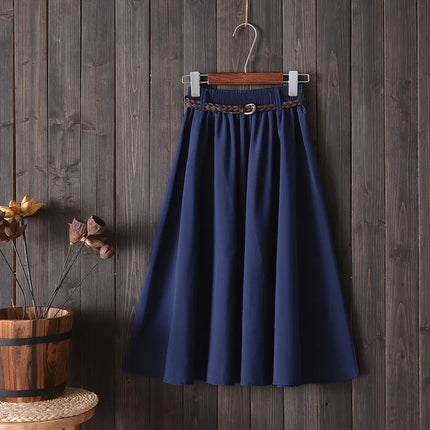 Gonna estiva midi al ginocchio da donna con cintura Gonna da scuola a pieghe a vita alta da donna coreana alla moda femminile