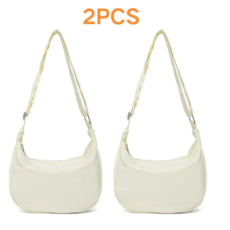 Miss Lulu 2-Piece Set-Large Capacity & Adjustable Shoulder belt-WOMEN'S Crescent Crossbody bag Casual PlatiNum