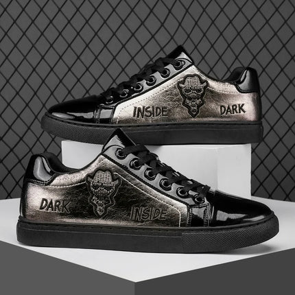 Men Casual Shoes Patent Leather Flats Skate Men Cool Driving Shoes Male Walking Shoes Sneakers Dress Trend the Latest Leisure