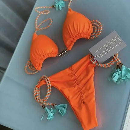 RUOTONSEPT Sexy Braiding rope Bandage Bikini Set Women's Swimsuit Two-piece Triangle Swimwear Bathing Suit Brazilian Biquinis platinumshop