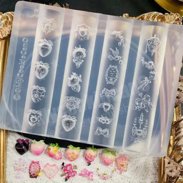 1pc Lace  Ice Cream  3D Acrylic Mold Tamagotchi Nail Art Decorations Candy Wing DIY Design Silicone  Nail Art  Nails  Mold