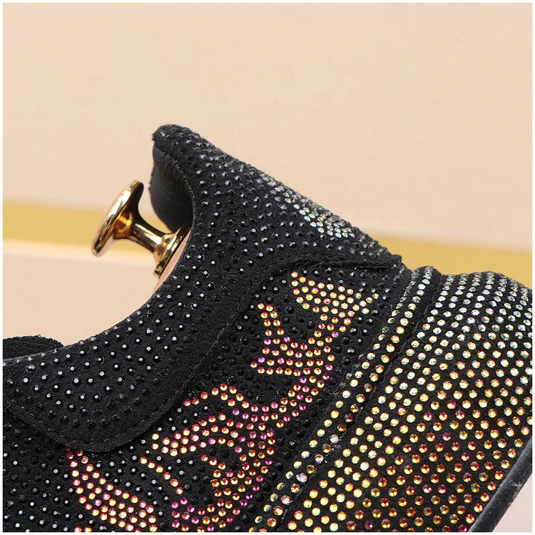 Luxury Designer Men's Rhinestone Thick Bottom Everyday All Match Shoes Causal Flats Loafers Ms Moccasins Sports Walking Sneakers