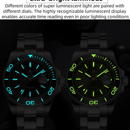 ADDIESDIVE 41MM Watch Men's AD2510 200m Waterproof Outdoor Sports Watch  Luminous Quartz Watch Relogios Masculino 316L Steel