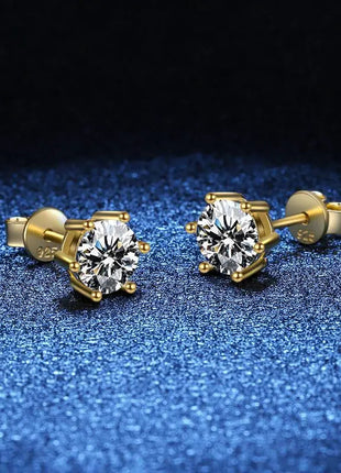 Orecchini a lobo QMSHR con moissanite da 0,5-2 carati, placcati oro giallo 18K, in argento 925, per matrimonio, gioielli da donna e uomo con certificato GRA platinumshop