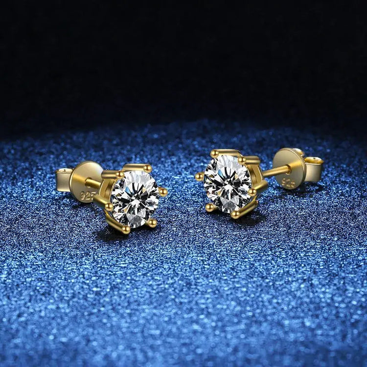 Orecchini a lobo QMSHR con moissanite da 0,5-2 carati, placcati oro giallo 18K, in argento 925, per matrimonio, gioielli da donna e uomo con certificato GRA platinumshop