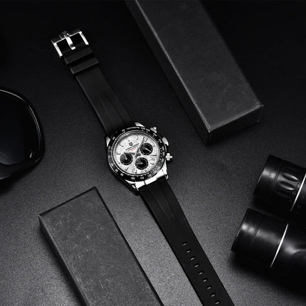 PAGANI DESIGN Nuovo Orologio da Polso al Quarzo da Uomo con Quadrante in Meteorite, Vetro Zaffiro, Cronografo, Impermeabile 100m, in Acciaio Inossidabile