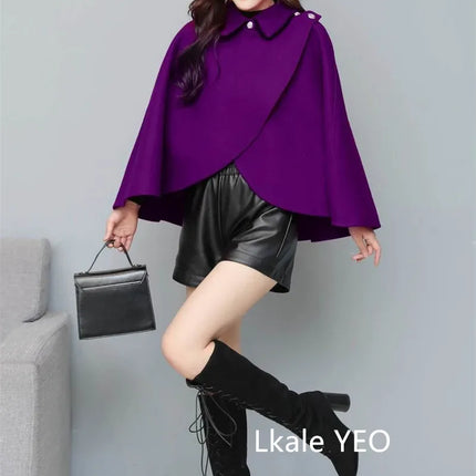 Women's Woolen Shaw Coat 2025 Autumn Winter Korean Version Short Ladies Jacket Temperament Elegant Femme Woolen Outerwear