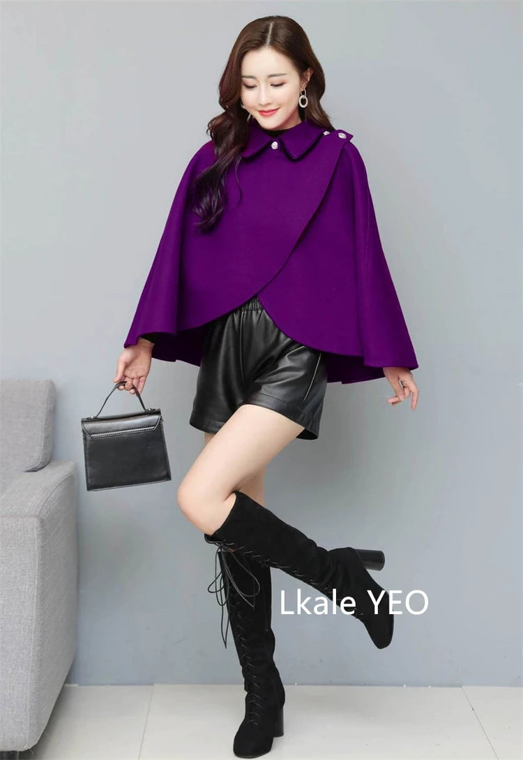 Women's Woolen Shaw Coat 2025 Autumn Winter Korean Version Short Ladies Jacket Temperament Elegant Femme Woolen Outerwear