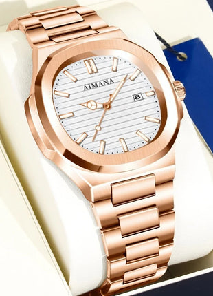 Men's Ultra-Thin Waterproof Quartz Watch with Calendar, High-End Lightweight Design for an Elegant Look