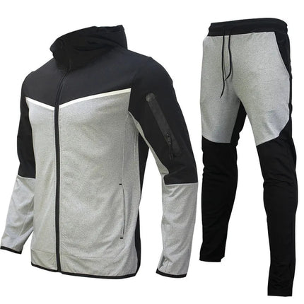 Men's Sports Coat Men's Spring and Autumn New European Size Sportswear Pants Hoodie Hooded Casual Set Tracksuit Men PlatiNum