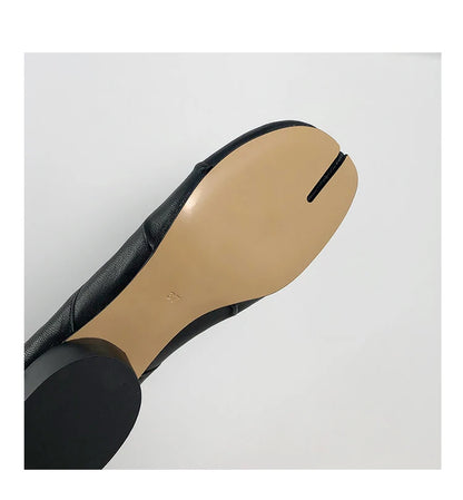 Roundtoe midheel shoes Womens Genuine leather High heels Sheepskin Pleated Tibi splittoe shoes Women Mary Jane shoes Designer