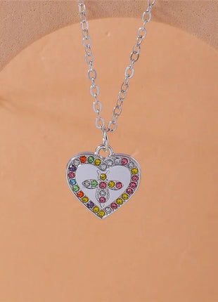 Y2K Crystal Butterfly Heart Necklace Fashion Kpop Shiny Clavicle Chain Necklaces for Women Girls New Trend Party Gifts Jewelry PlatiNum
