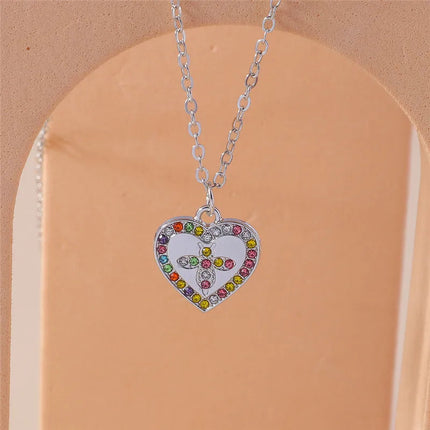 Y2K Crystal Butterfly Heart Necklace Fashion Kpop Shiny Clavicle Chain Necklaces for Women Girls New Trend Party Gifts Jewelry PlatiNum