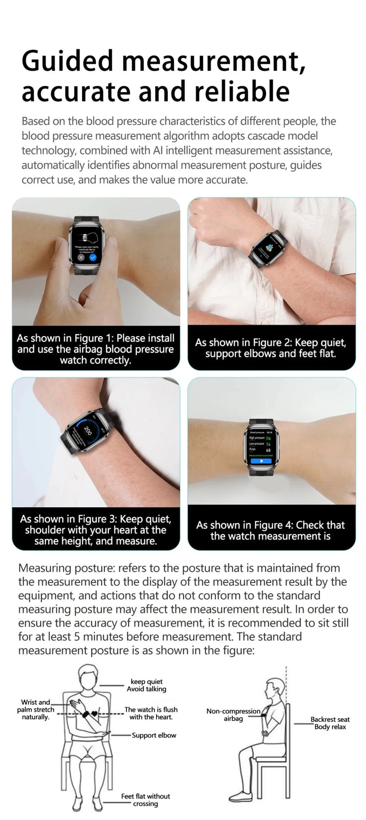 2026 Nuovo aggiornamento AI diagnostico Airbag pressione sanguigna precisa salute SmartWatch acido urico ECG lipidi nel sangue Smartwatch uomo donna platinumshop
