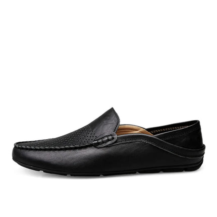 Scarpe da uomo Casual Luxury Summer Casual Leather Shoes Soft Low Platform Outdoor Light traspirante antiscivolo scarpe da guida nere