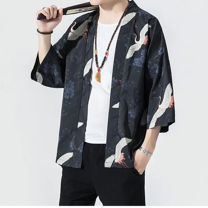 Camicie Sottili da Uomo con Stampa Tradizionale, Abbigliamento Asiatico, Kimono Giapponese, Camicie Yukata da Uomo, Top Larghi da Donna Stile Harajuku, Cappotto Taglie Forti fino alla 5XL