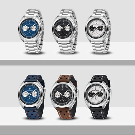 Orologio da uomo di lusso retrò 2026 PAGANI DESIGN Cronografo sportivo al quarzo VK63 con zaffiro AR impermeabile e cinturino in pelle