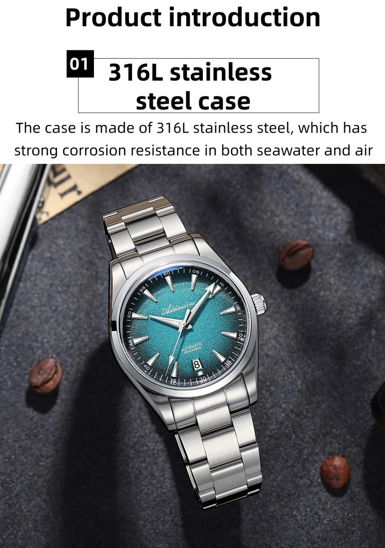 ADDIESDIVE Luxury 39mm Men Automatic Watch 8215 Mechanical BWG9 Super Luminous 100m Waterproof Watches Bubble Glass Men‘s Watch