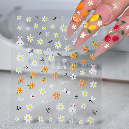 1Pc 3D Lavendar Flowers Stickers for Nails Spring Sakura Floral Leaves Self-Adhesive Sliders Decals Art Manicure for Decoration