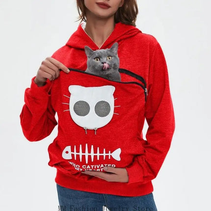 Cartoon Cats Dog Sweatshirt Women's Fit Including Pet Window And Breathable Mesh For Comfortable Carrying D0UB