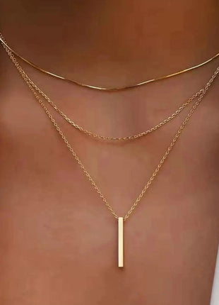Collana impilabile a tre strati in argento sterling 925 da donna con ciondolo a striscia semplice, gioielli con catena a clavicola ipoallergenica impermeabile PlatiNum