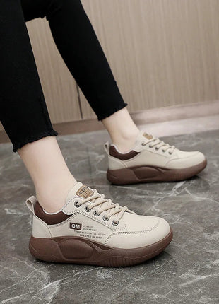 New Women's Shoes 2024 Spring Thick Sole Elevated Shoes Sports Shoes Women's Shoes Student Street Casual Board Shoes PlatiNum