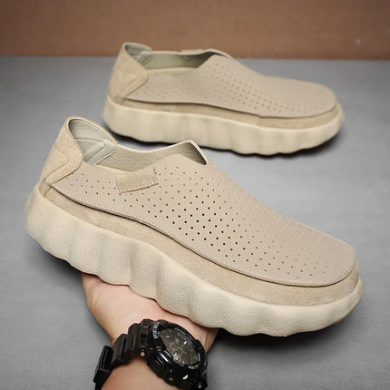 Mocassini da Uomo per Camminata all'Aperto, Scarpe Casual alla Moda, Scarpe da Passeggio in Pelle Morbida, Calzature Traspiranti per Guida, Mocassini Morbidi
