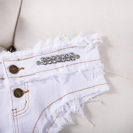 Womens Low Waist Denim Jeans Shorts Hottie Sexy Nightclub Mini Shorts Pants Jeans Slim Young Ladies White Pole Dance Hotpants PlatiNum
