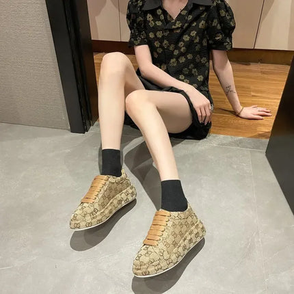 Spring 2025 New Khaki Crystal Women's Sneakers Fashion Versatile Casual Ladies Party Shiny Female Shoes