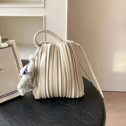 Summer Fashion New Crossbody Bag Women's PU Single Shoulder Mini Bag Luxury Versatile Pleated Casual Small Square Bag Handbags PlatiNum