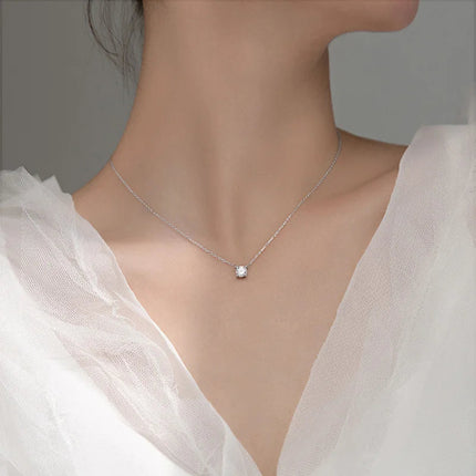 Hot 925 Sterling Silver 14k Gold Plated Necklace Versatile Sparkling Zircon Choker Clavicle Chain for Women Wedding Jewelry PlatiNum