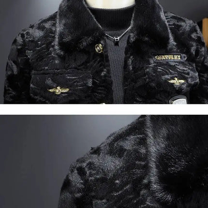 Winter Men Gold Mink Fur Thickened Sheepskin Water-Repellent One-Piece Collar Coat Mens Wool Trench Coat Manteau Homme Hiver