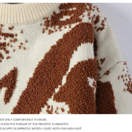 Autumn Winter Men Knitted Sweater Panda Printing Casual Round Neck Pullovers Sweater Designer Quality Men Clothing Jumper