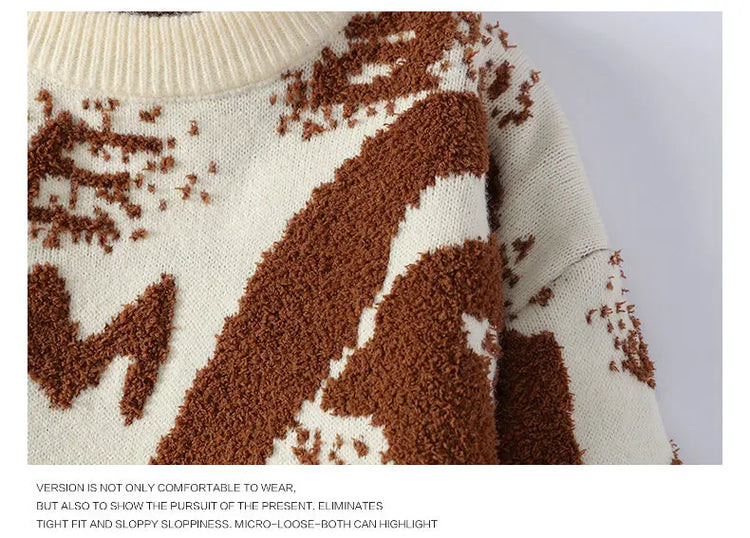 Autumn Winter Men Knitted Sweater Panda Printing Casual Round Neck Pullovers Sweater Designer Quality Men Clothing Jumper