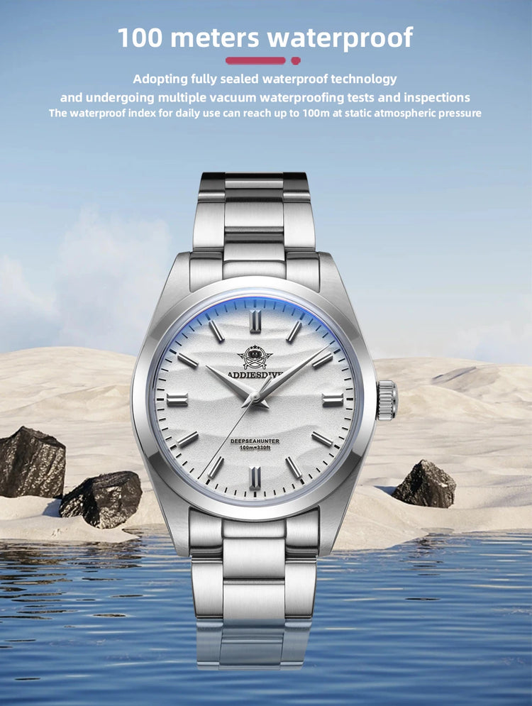 ADDIESDIVE 36mm Top Brand Men Watch Desert Dial Bubble Mirror Pot Cover Glass 10Bar Waterproof Outdoor Sports Quartz Wristwatch