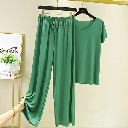 Completo due pezzi da donna: top e pantaloni. Set estivo due pezzi, abiti da donna per vacanze, nuova collezione 2026, pantaloni a gamba larga, eleganti e casual. platinumshop