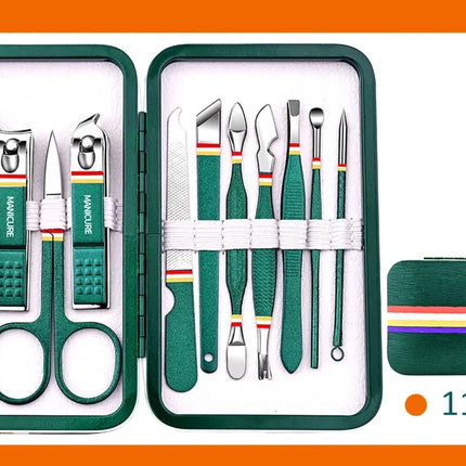 19Pcs Stainless Steel Manicure Set Portable Nail Clipper Kit with Foldable Storage Bag Nail Cutters Scissors Beauty Grooming Tools