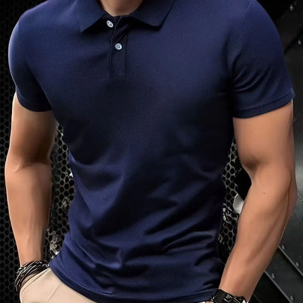 2025 Men's Solid Color Ultralight Breathable Quick-Dry Polo Shirt Suitable for Gym, Fitness, and Running
