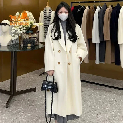 DUTRIEUX Women's Coat Double-sided 10% Cashmere 90% Wool Women's Long Coat Jacket, 2025 Winter New Long Cashmere Coat Women