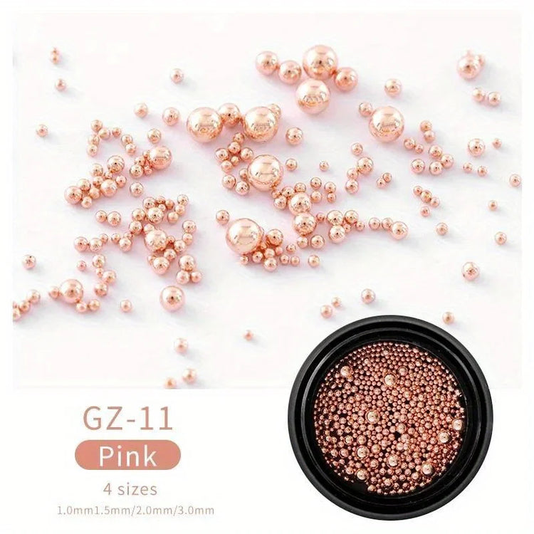 6 Grids Nail Art Tiny Steel Caviar Beads 0.8-1.5mm Mixed Size 3D Design Rose Gold Silver Jewelry Manicure DIY Decoration