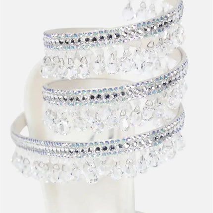 Sandali Crystal Wrap da Donna Estivi 2026, Scarpe da Sposa con Tacco Alto, Scarpe da Festa, Sandali con Cinturino alla Caviglia, Scarpe Designer con Tacco a Spillo