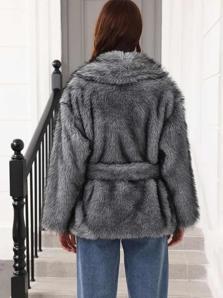 ZADORIN Luxury Belted Mid Long White Faux Fur Coat For Woman Clothes Winter Oversize Fluffy Jacket Fox Fur Faux Coat Outerwears