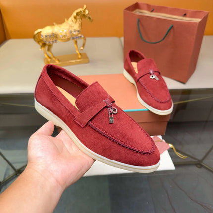 Mocassini da uomo in pelle scamosciata, mocassini classici slip-on con fibbia in metallo, suola morbida antiscivolo, calzature casual leggere per camminare, comode scarpe casual da lavoro per l'ufficio, la guida e l'uso quoti
